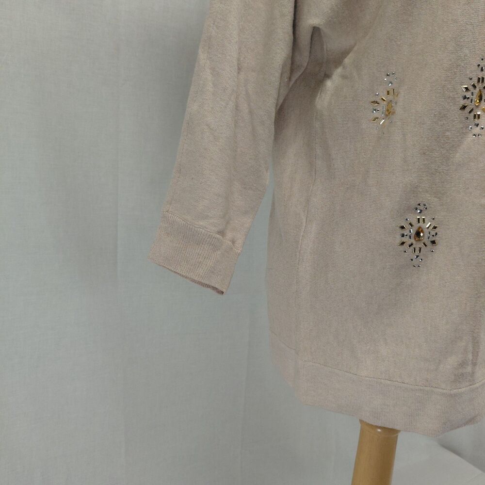 White House Black Market boat neck jeweled 3/4 sleeve sweater SZ M - Picture 6 of 9